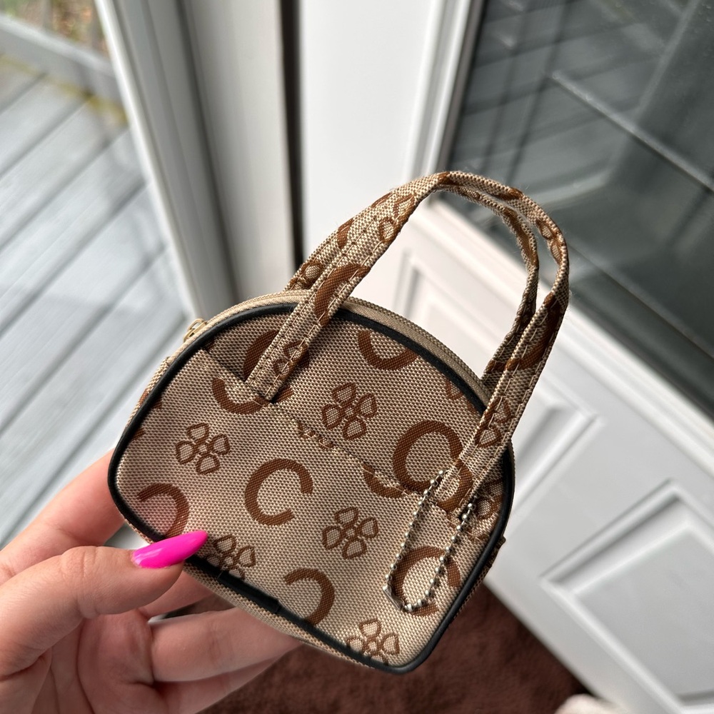 Brown Patterned Mini Handbag Coin Purse - Picture 2 of 3